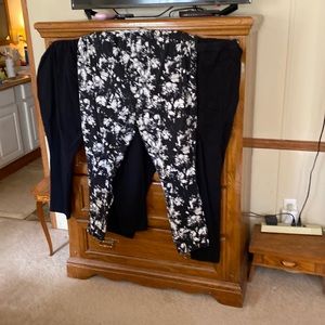 3 pairs Woman Within 3X (30-32) Tall black and tye dye black leggings